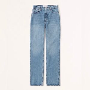 Abercrombie Ultra High Rise 90s Straight Jean in Medium Wash 29/8 Extra Short